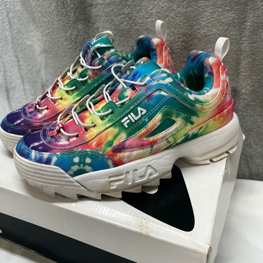 Fila Disruptor II Tie Dye Womens 6.5 Multicolor Chunky Platform Retro Hippie
